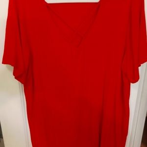 Chic Soul Red Top with Crisscross Neckline